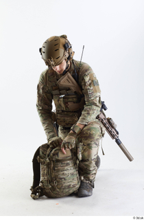 Frankie Perry US Recon Kneeling with Backpack kneeling whole body…